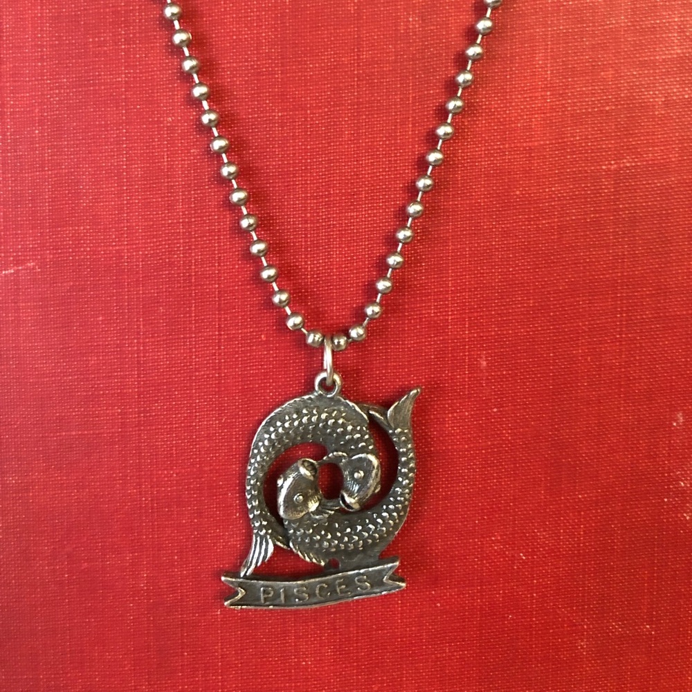Vintage NOS Pisces Zodiac Necklace Stainless 24”